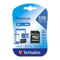 Verbatim 128GB MicroSDXC Card with Adapter - 44085