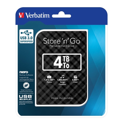 Verbatim 4TB (2 Pack) USB 3.0 Portable Hard Drive