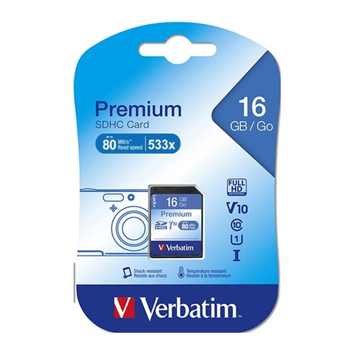 Verbatim Class 10 SDHC Card 16GB - 43962
